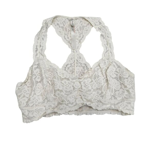 Free People Intimately Lace Bralette V-Neck Racerback Ivory Off White Size M - Picture 1 of 11